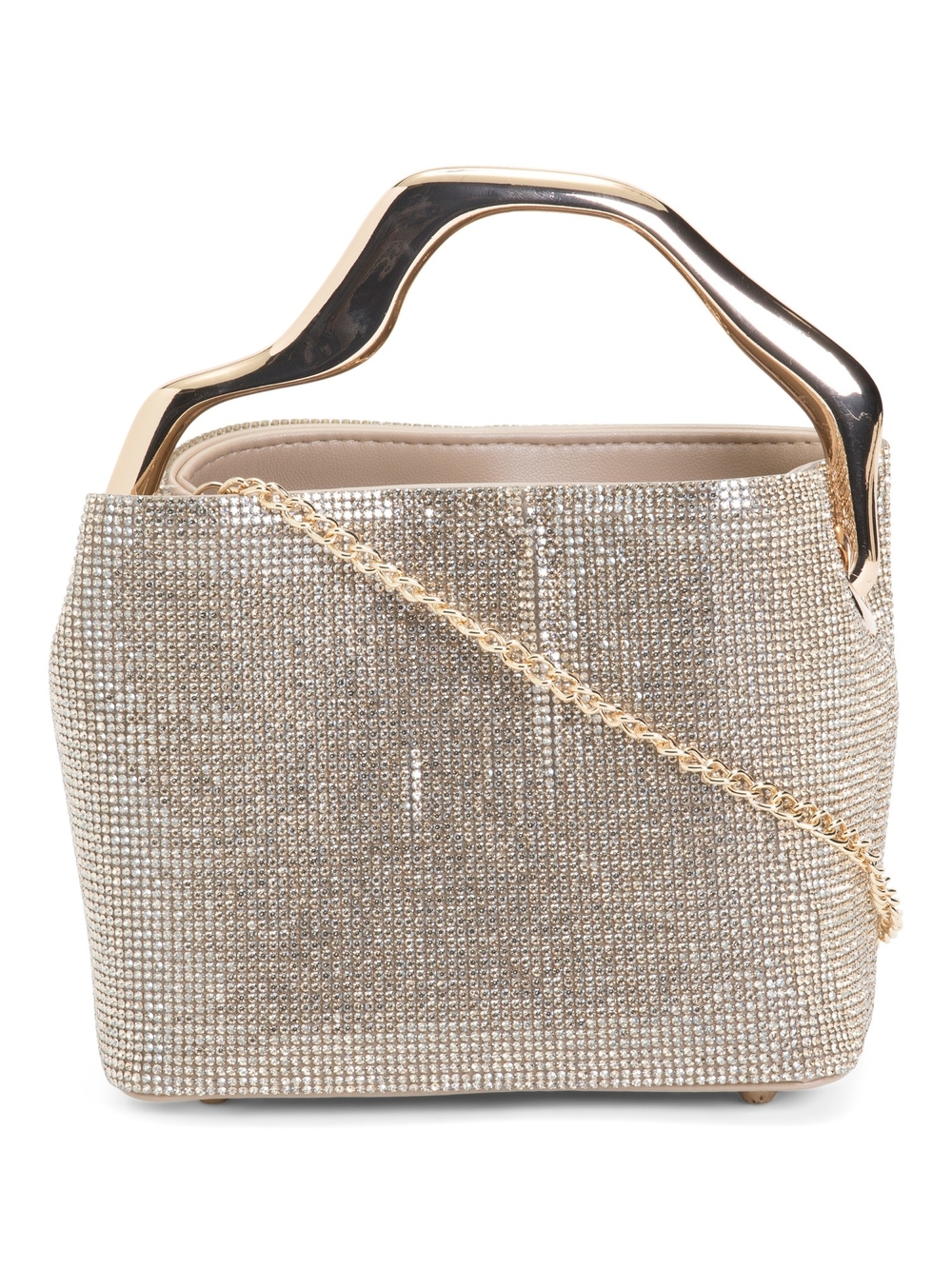 Rachel Zoe Gold Crystal-Embellished Top-Handle Clutch
